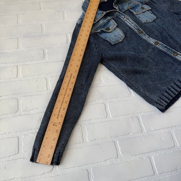 Paris Blues Women's 100% Cotton Blue Jean Sweater Snap Jacket Pockets sz S - Picture 8 of 10
